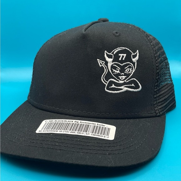 Little Devil 77 | Black Embroidered Hat | Snapback One Size - Picture 1 of 4